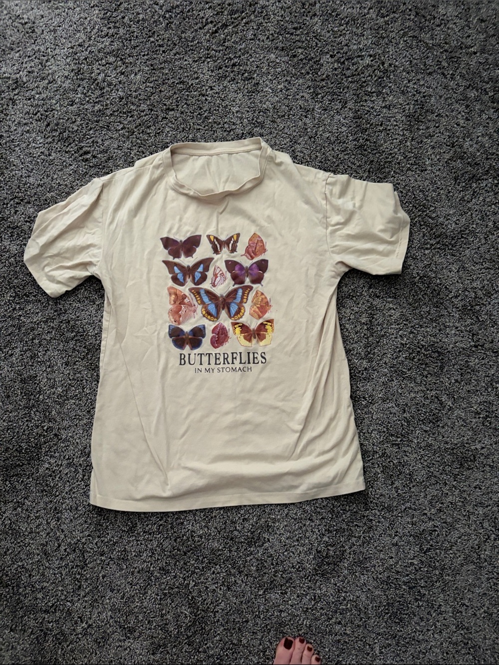 Butterflies Graphic Tee - Cream Kids Top